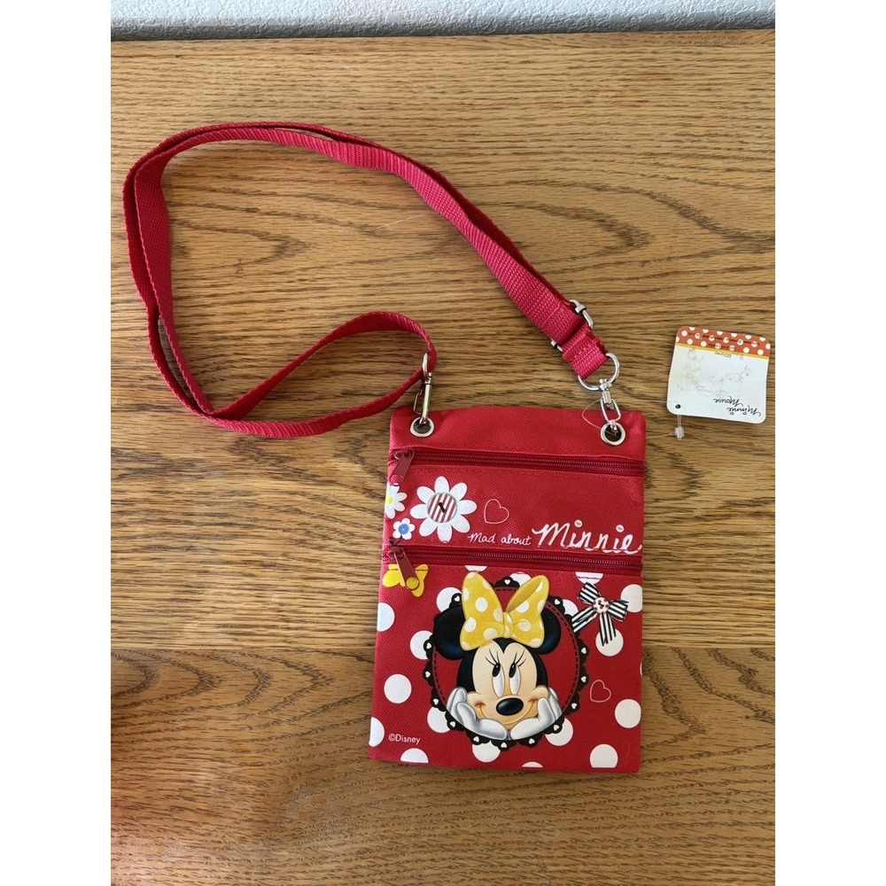 Disney Minnie Mouse Small Cross Body Purse Passport Bag Adjustable Strap New